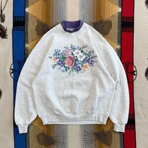 Vintage 90s Women’s Flower Nature Outdoor Crewneck Sweatshirt Size Large